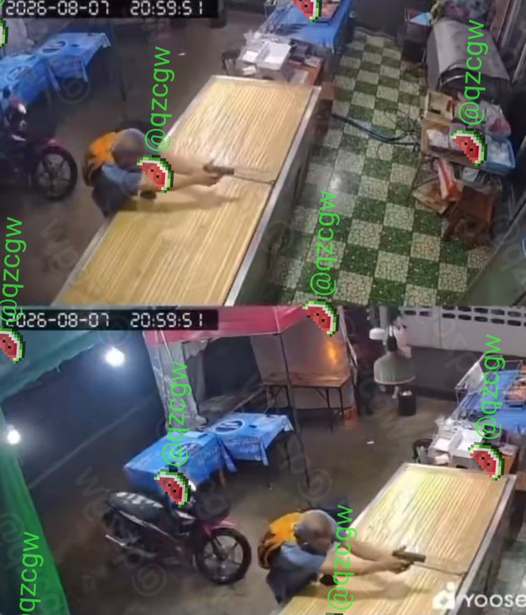 泰国退休警察醉酒持枪突袭烧烤店连续射击十二枪打伤仇人