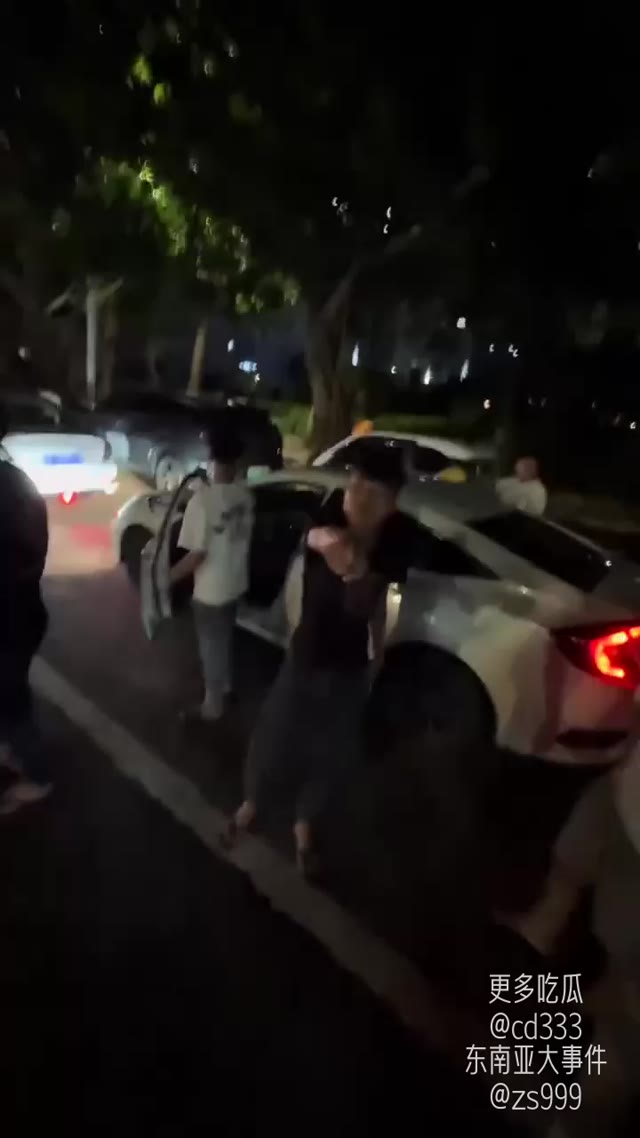 广西北海与柳州两地精神小伙深夜街头约架引发肢体冲突
