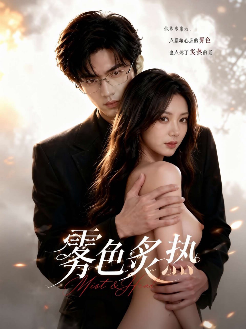 雾色炙热 AI成人短剧 高冷男主对女主进行床边舔弄与站立式激烈性爱
