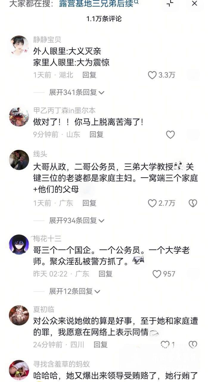 成都三兄弟花五百九十九元露营团建竟沦为聚众淫乱,公职人员与教师身份悉数曝光