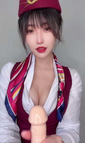 网红MissWarmJ身着酒红空姐制服进行寸止调教表演引发感官冲击