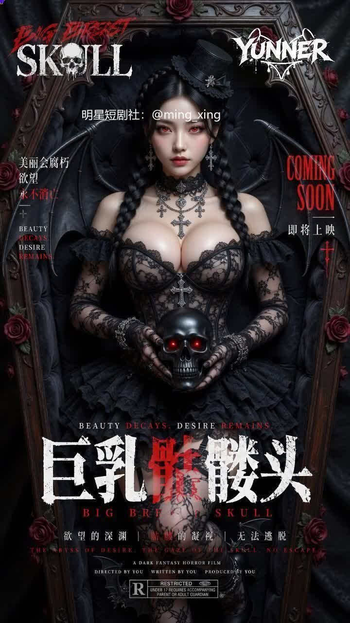 巨乳骷髅头 AI成人短剧 以骷髅头与巨乳反差视觉冲击感官