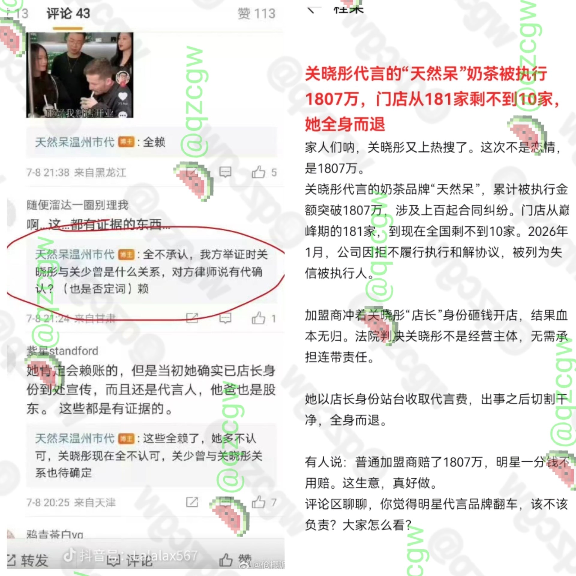 关晓彤代言奶茶品牌暴雷导致近两百家店倒闭累计被执行超一千八百万