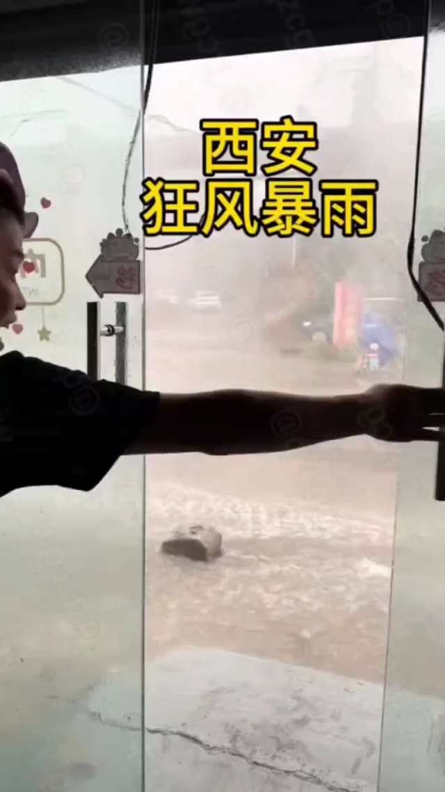 陕西西安突发强对流天气伴随龙卷狂风导致树木折断与车辆移位