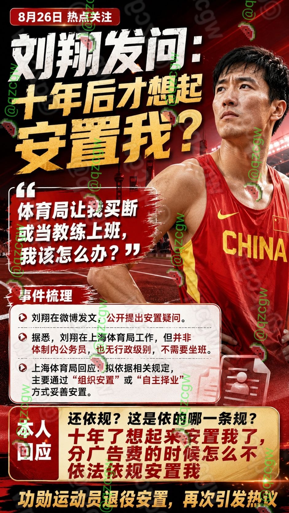 退役十一年奥运冠军刘翔公开质疑体育局安置方案要求买断或当教练二选一