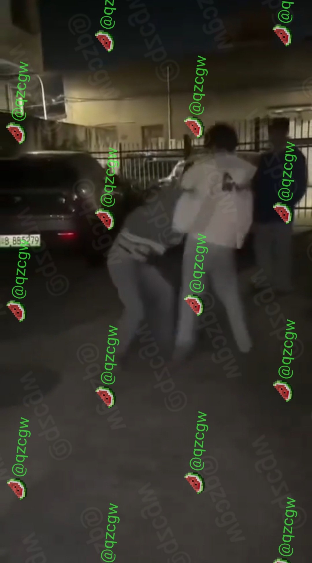两名精神小伙深夜于居民区小巷约架互殴扭打成一团